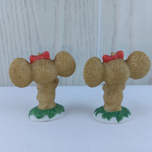Vintage 80s Lefton 02477 Christmas Mouse mice Wreath tiny figure bow big ear - Picture 4 of 9